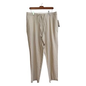 Cubavera Linen Blend Pants Mens L Beige CUBS8078DS Drawstring NEW